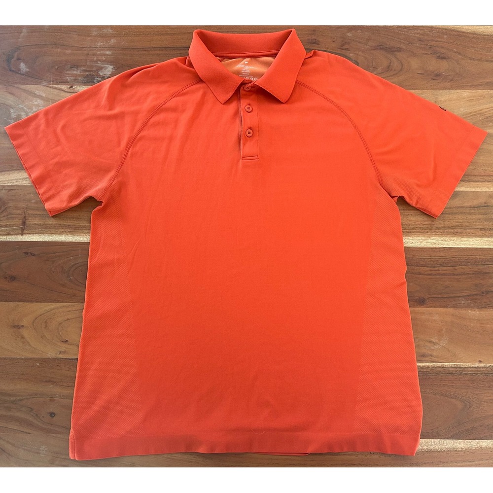 Fabletics Mens Orange Active Performance Polo Shirt Short Sleeve Size L RN134638